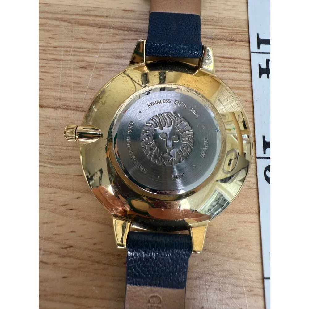 Anne Klein Womens Gold-Tone Watch With Blue Genuine Leather Strap NOT TESTED‎